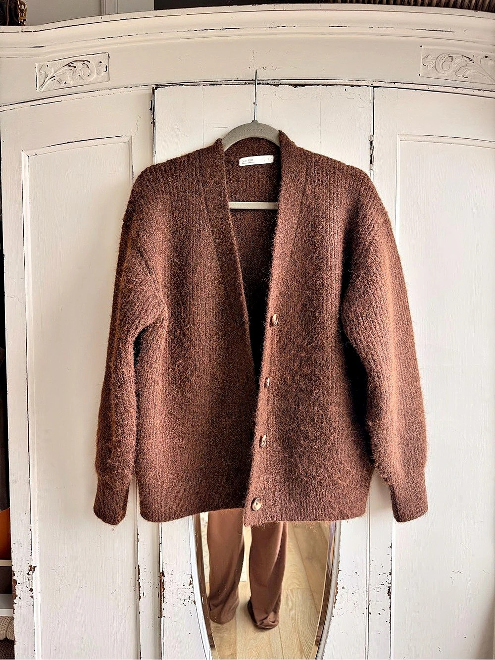 Oak + Fort Oversized Button Front Cardigan Brown Size Small